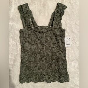 Free People Olive Green Textured Women's Top M/L